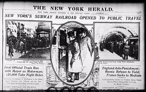 The opening of the New York Subway was a front-page story on October 27, 1904, and a success for construction company  Interborough Rapid Transit Company.
